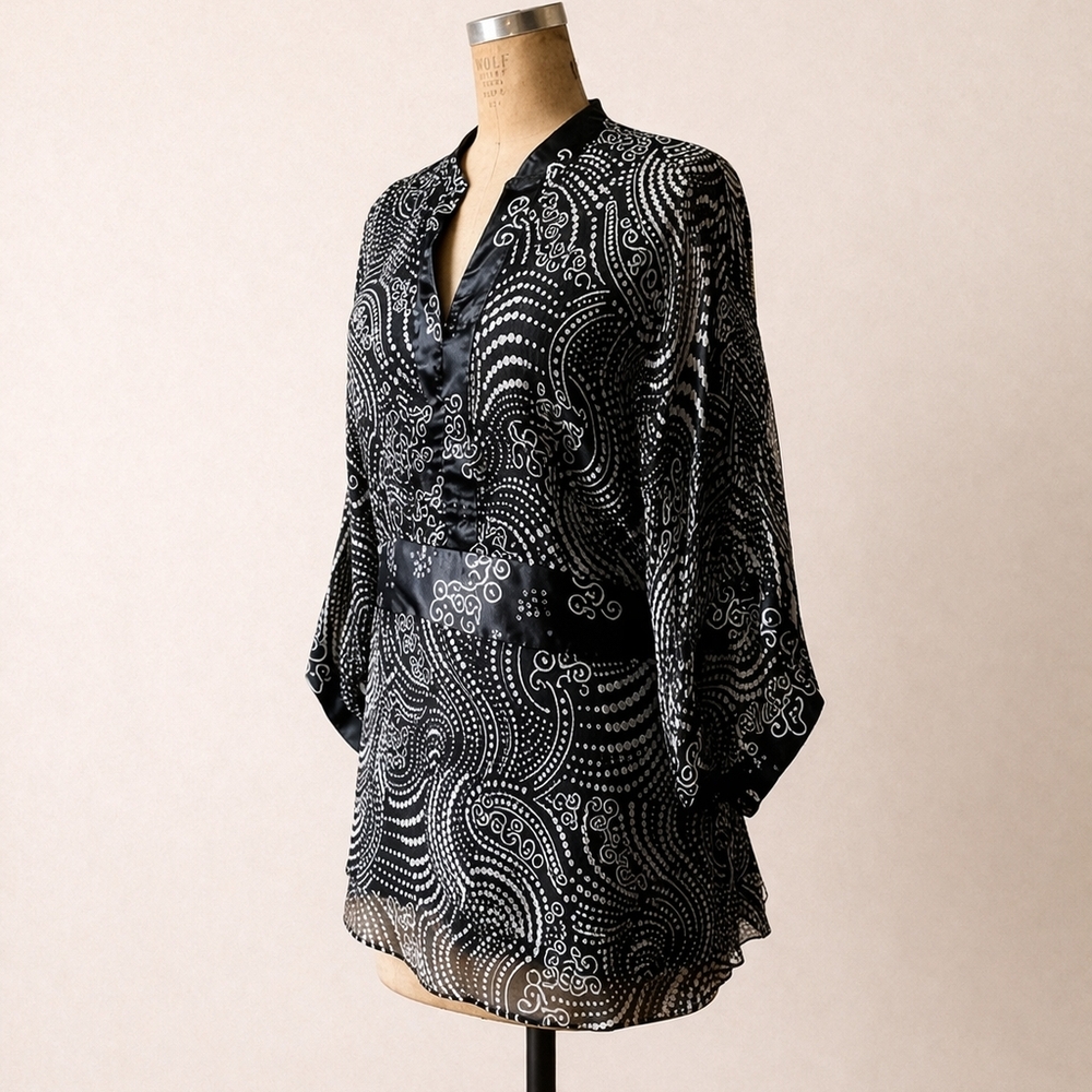 SilkLand Stylish Oriental Tunic Top with Silk Sash